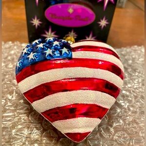 Christopher Radko American Red Cross Brave Heart Ornament 9/11 USA Flag American
